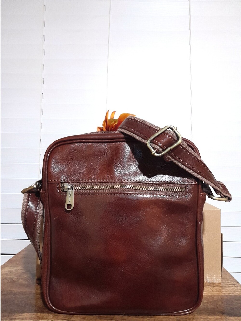 Y2k Borse in Pelle Brown Genuine Leather Crossbody Messenger Bag Italy